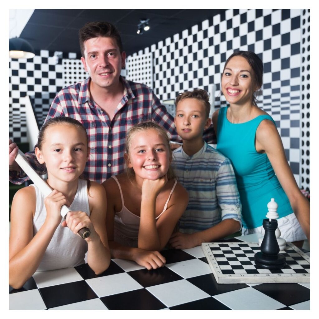 family in an escape room