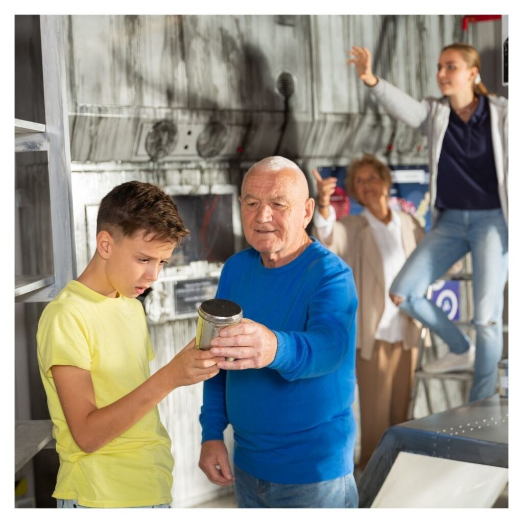 family looking at clues