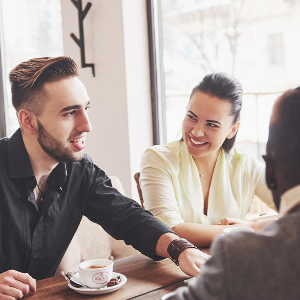 a meeting at a coffee shop